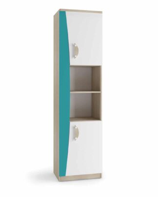 TENUS II regál 50 cm, dub sonoma/tyrkysová/bílá