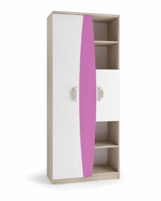 TENUS II regál 80 cm, dub sonoma/růžová/bílá