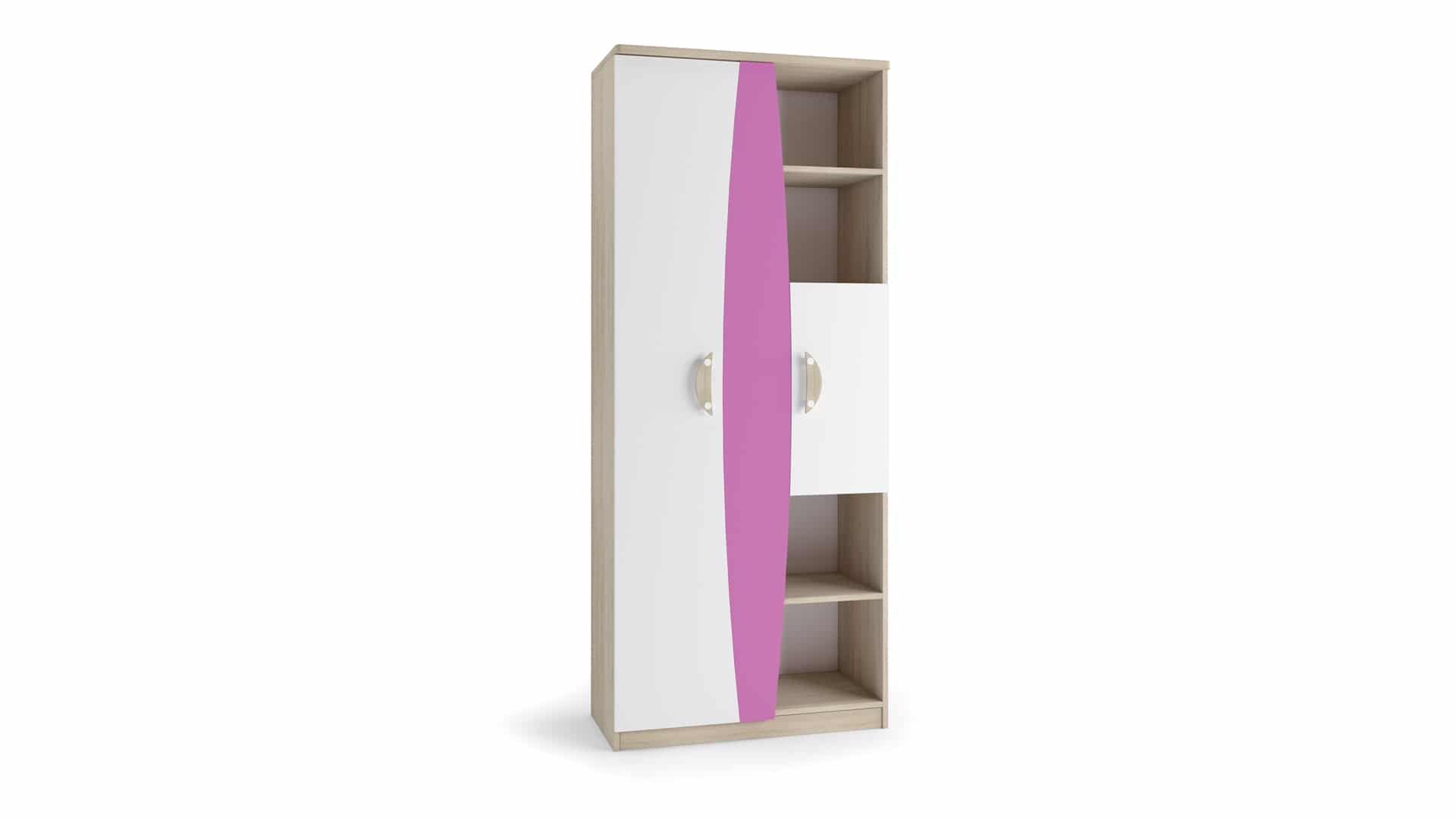 TENUS II regál 80 cm, dub sonoma/růžová/bílá
