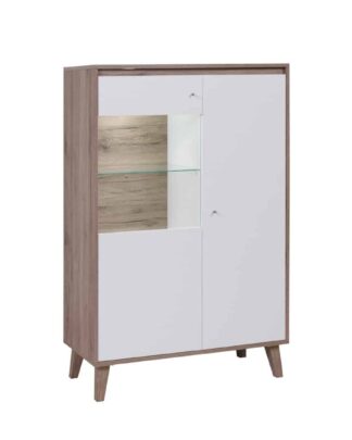 OVIEDO vitrína 90 cm, dub san remo tmavý/bílá