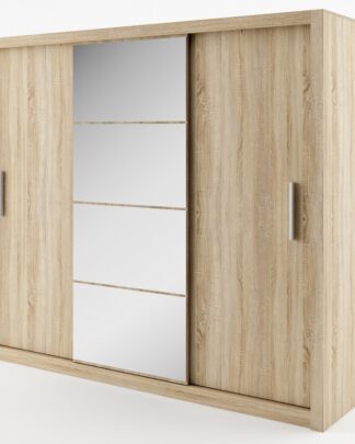 Šatní skříň IDEA 01, dub sonoma zrcadlo 250 cm