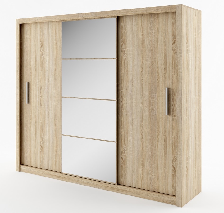 Šatní skříň IDEA 01, dub sonoma zrcadlo 250 cm