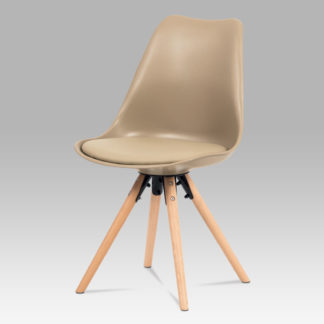 Jídelní židle CT-805 CAP, cappuccino plast+ekokůže/buk masiv