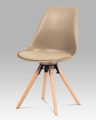 Jídelní židle CT-805 CAP, cappuccino plast+ekokůže/buk masiv