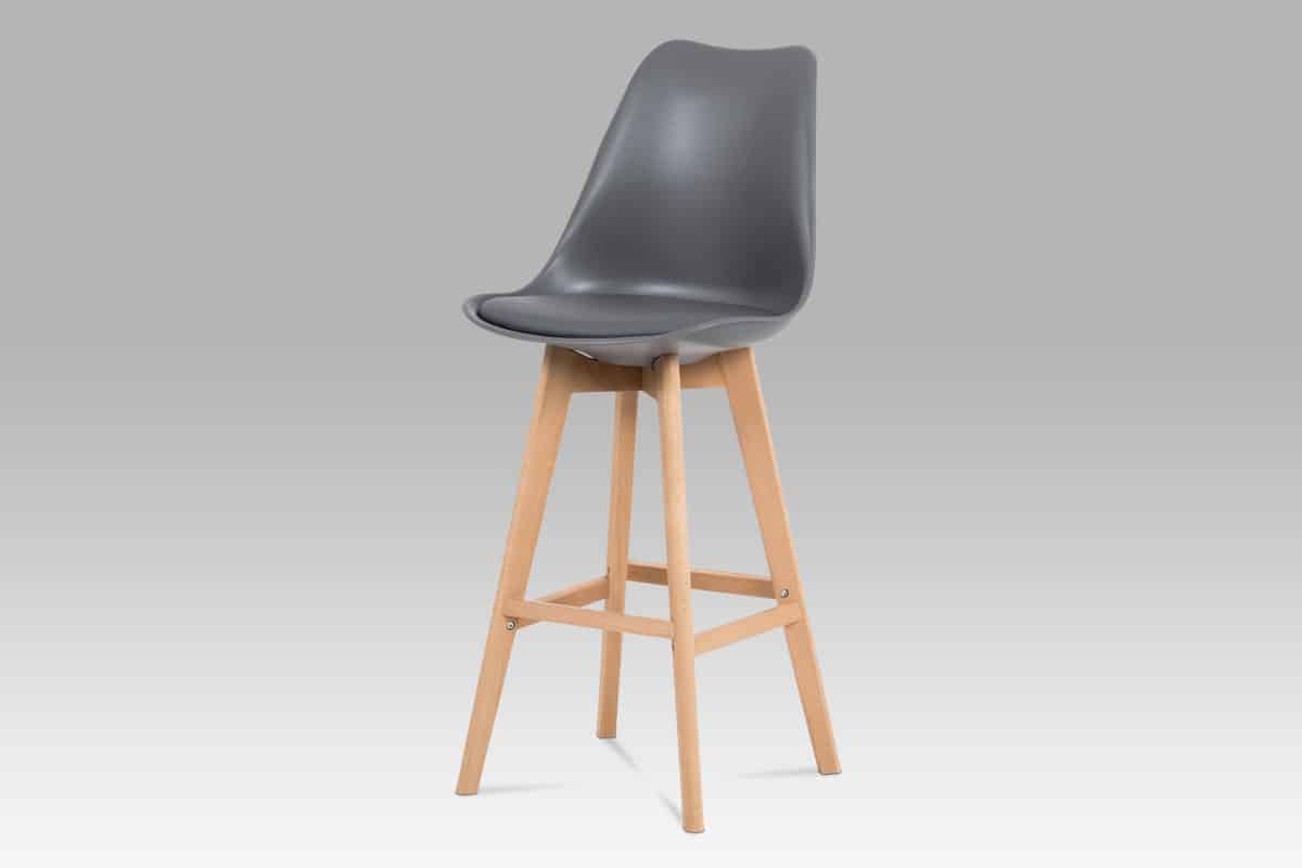 Jídelní židle CTB-801 GREY, šedý plast+ekokůže/buk masiv
