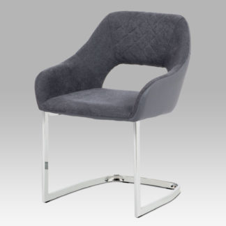 Jídelní židle HC-223 GREY2, šedá látka+ekokůže/chrom