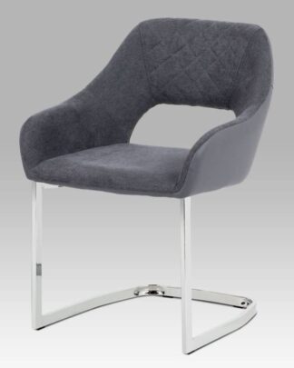 Jídelní židle HC-223 GREY2, šedá látka+ekokůže/chrom