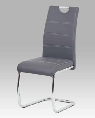 Jídelní židle HC-481 GREY, šedá ekokůže/chrom