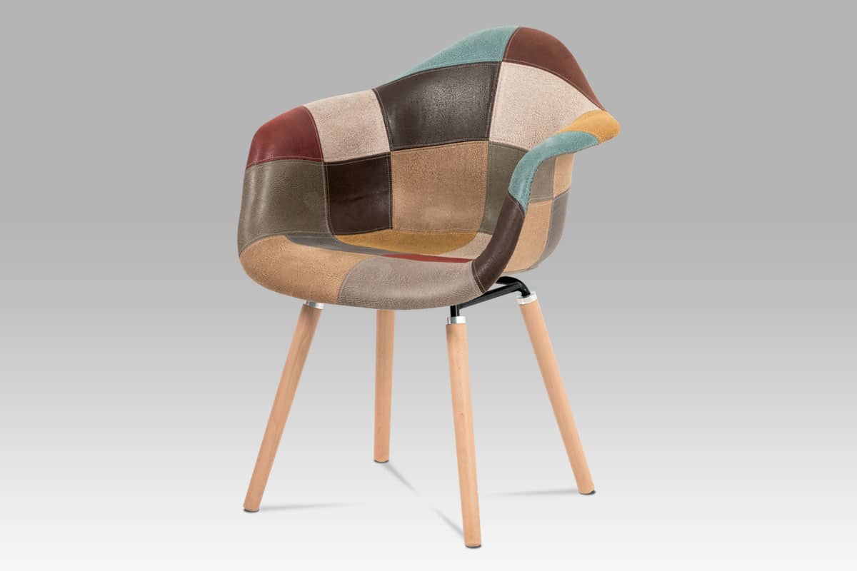 Jídelní židle CT-728 PW3, vícebarevná látka patchwork/buk masiv