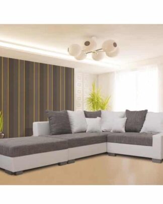 Rohová sedací souprava, L, ekokůže bílá/šenil šedá, PETRANA NEW 0000149739 Tempo Kondela