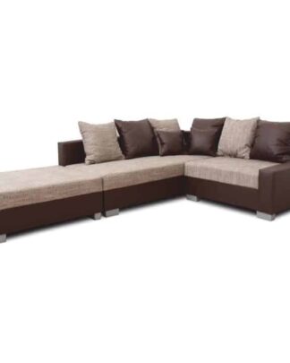 Rohová sedací souprava, L, ekokůže hnědá / šenil hnědý, PETRANA NEW 0000149741 Tempo Kondela