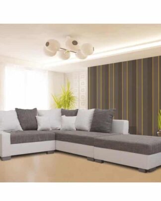 Rohová sedací souprava, P, ekokůže bílá/šenil šedá, PETRANA NEW 0000149740 Tempo Kondela