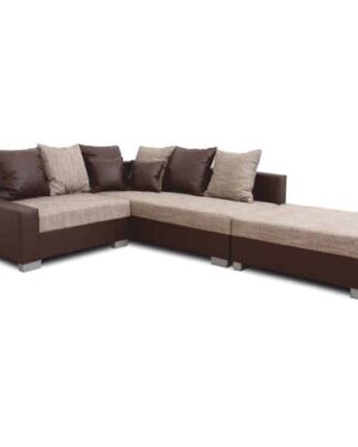 Rohová sedací souprava, P, ekokůže hnědá / šenil hnědý, PETRANA NEW 0000149742 Tempo Kondela