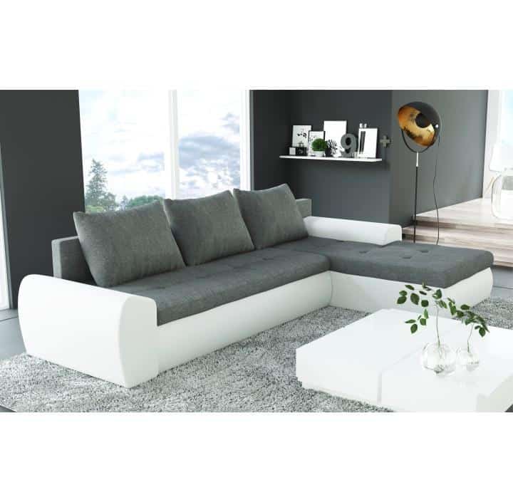 Sedací souprava, rohová, rozkládací, úložný prostor, bílá + šedá, MAGNA 0000146572 Tempo Kondela