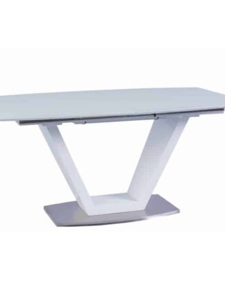 Jídelní stůl rozkládací 160/220 PERAK bílá lesk / ocel Tempo Kondela