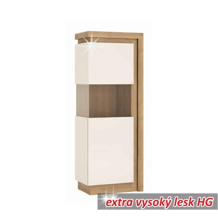 Vitrína LEONARDO LYOV01L dub riviera / bílá vysoký lesk Tempo Kondela