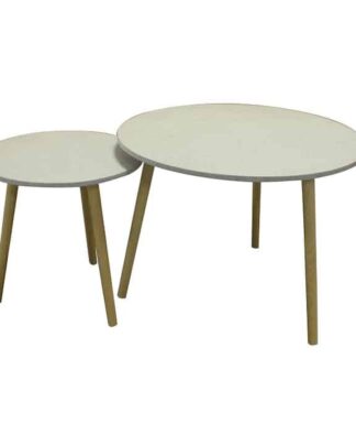 Set příručních stolků LIRAN 2v1 mramorový efekt / dřevo natural Tempo Kondela