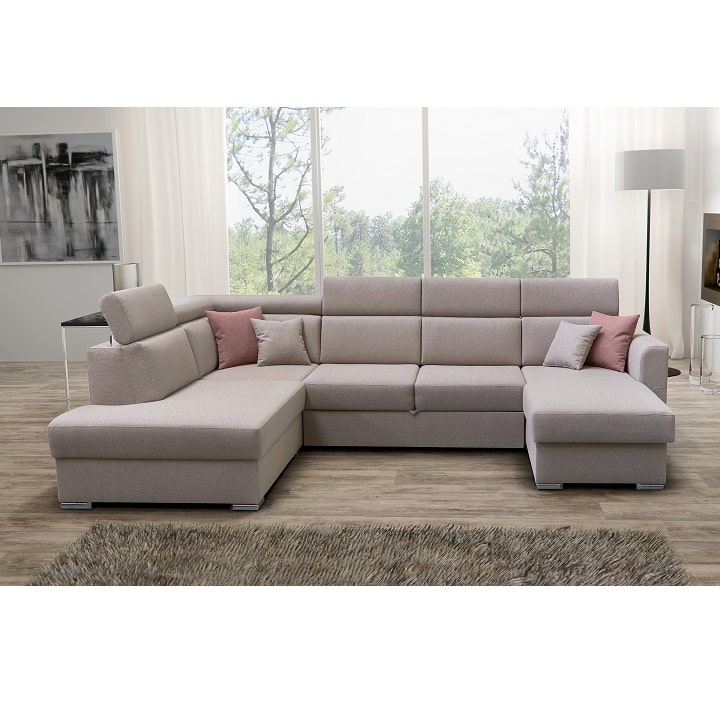 Luxusní sedací souprava, béžová / cihlová, levá, MARIETA U 0000195277 Tempo Kondela