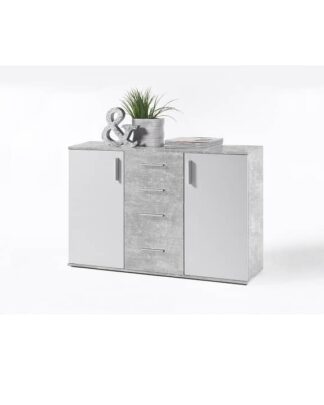 Komoda POPPY 5 bílá / beton Tempo Kondela