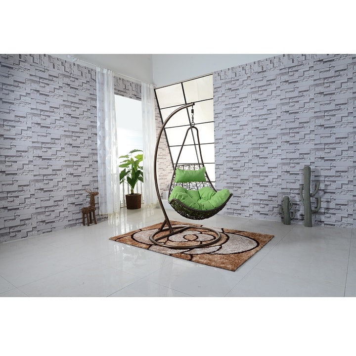 Závěsné křeslo, zlatá/hnědá/zelená, KALEA 0000194852 Tempo Kondela