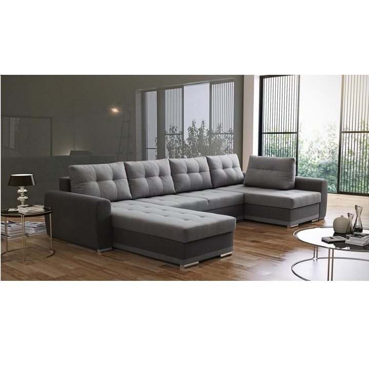 Rozkládací sedací souprava, šedá / světle šedá, pravá, DEBORA 0000194224 Tempo Kondela