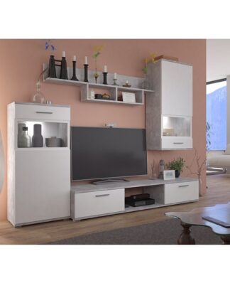 Obývací stěna BREAK bílá / beton světlý Tempo Kondela