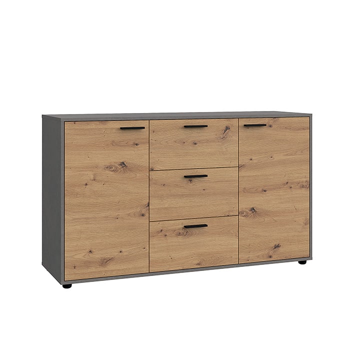 Komoda PARIDE K2D3S dub artisan / smooth šedá Tempo Kondela