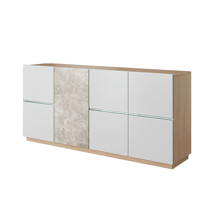 Komoda LAGUNA 180 beton / dub jantar / bílá mat Tempo Kondela