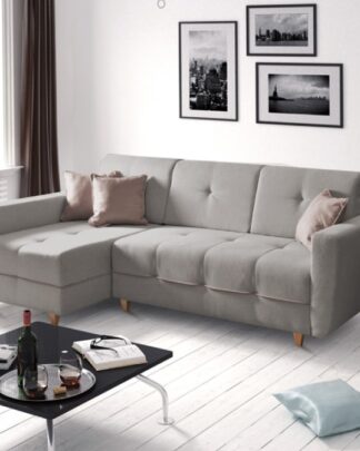 Sedací souprava rozkládací HAKAN šedá / pudrově růžová - levá Tempo Kondela