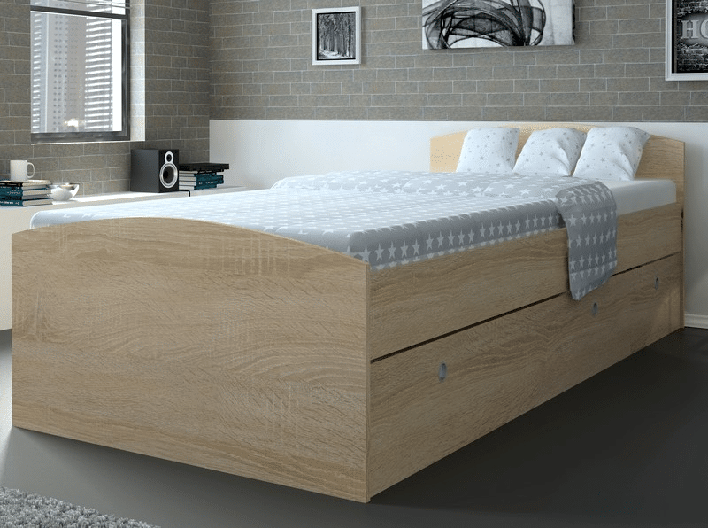 Postel s úložným prostorem Patrik AS-04 90x200 cm, dub sonoma