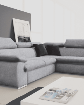 Rohová sedací souprava Viera 2F-OTT/BK, světle šedá tkanina, pravý roh