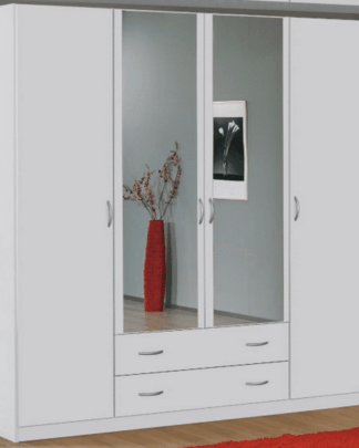 Šatní skříň Case, 181 cm, bílá/bílá