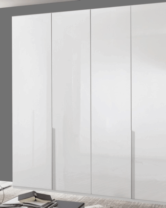 Šatní skříň New York D, 180 cm, bílá/bílý lesk