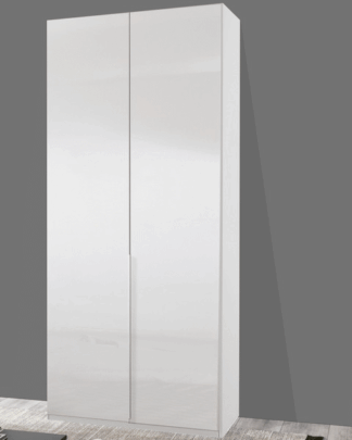 Šatní skříň New York D, 90 cm, bílá/bílý lesk