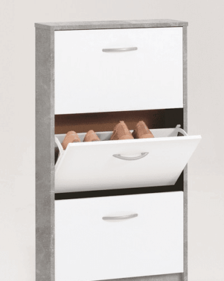 Botník Step 3, beton/bílá