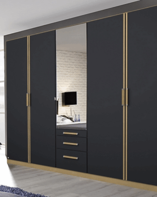 Šatní skříň Altona, 226 cm, dub riviera/tmavě šedá