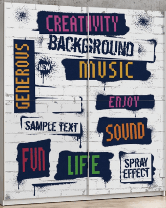 Šatní skříň Plagiato, bílá/motiv creativity