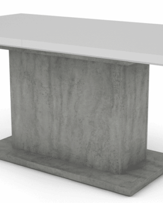 Jídelní stůl Paulo 160x90 cm, bílý/beton, rozkládací