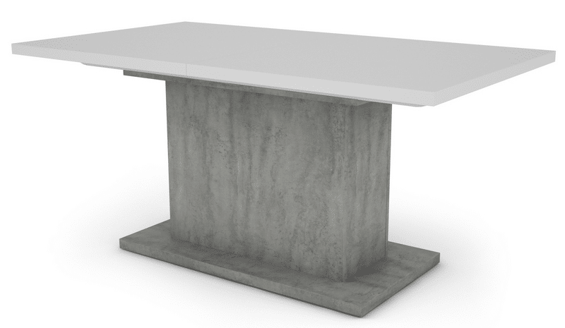 Jídelní stůl Paulo 160x90 cm, bílý/beton, rozkládací