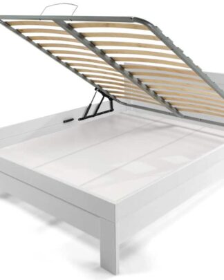 Postel WOODY BOX 160x200 s roštem LATOFLEX, masiv buk/barva bílá