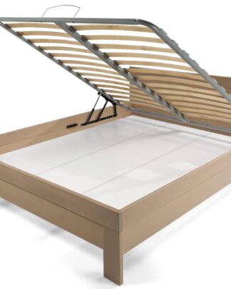 Postel WOODY BOX 160x200 s roštem LATOFLEX, masiv buk/barva dub