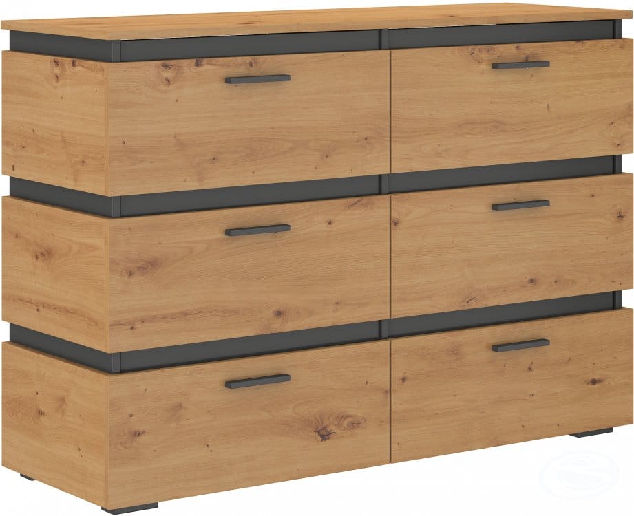 Komoda Faro 6S dub artisan s tichým dovíráním - FALCO