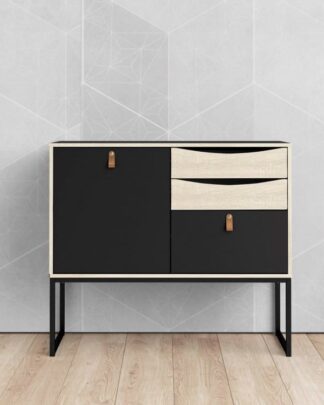 Komoda Stubbe 88200 černá mat/dub sonoma - TVI