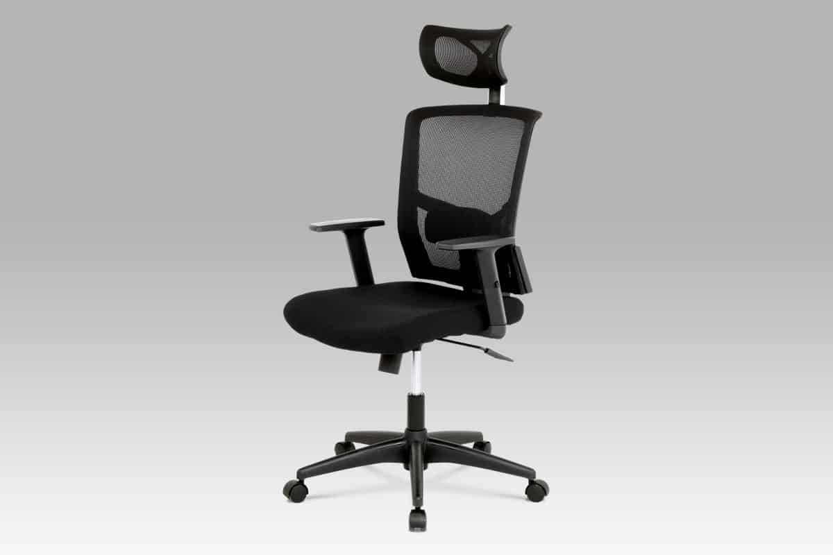 Kancelářská židle s podhlavníkem KA-B1013 BK, látka mesh černá,  houpací mechanismus