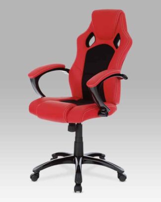 Kancelářská židle KA-N157 RED, koženka červená/mesh černá