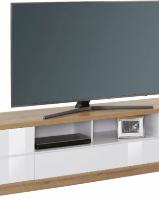 Široká TV skříňka Typ 7714, dub riviera/bílý lesk
