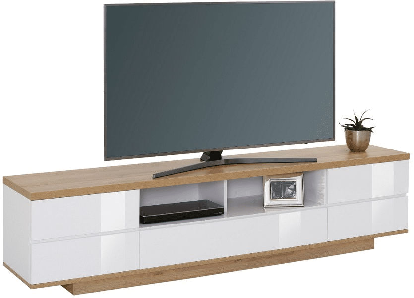 Široká TV skříňka Typ 7714, dub riviera/bílý lesk