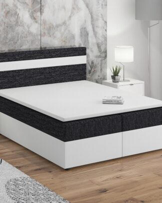 Postel boxspring MODENA 160x200 cm, černá látka/bílá ekokůže