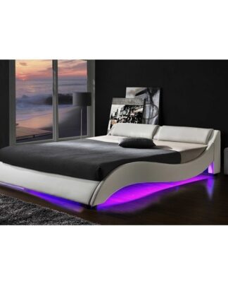 Postel PASCALE bílá s LED osvětlením Tempo Kondela 180 x 200 cm
