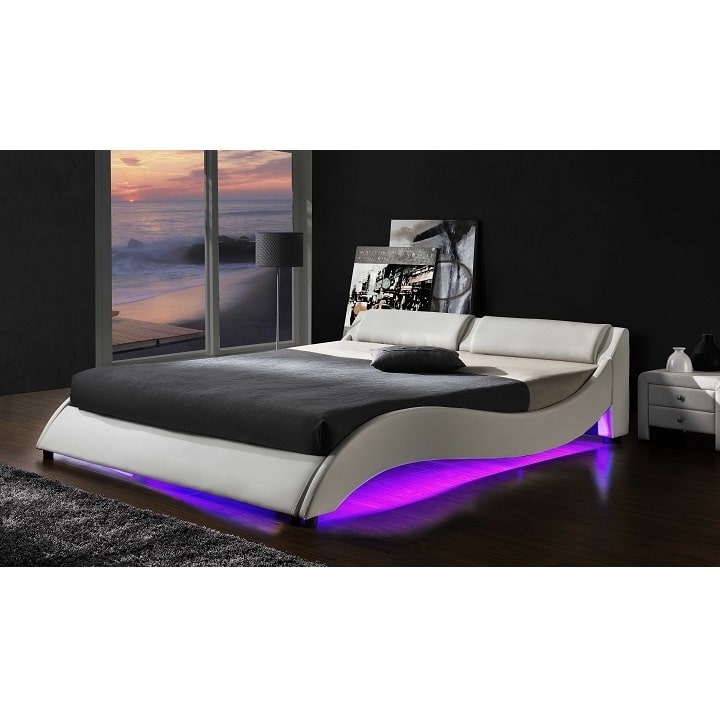 Postel PASCALE bílá s LED osvětlením Tempo Kondela 180 x 200 cm